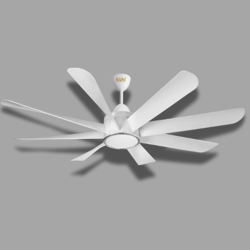 KUHL Platin D8 1200mm/1500mm  Stylish 65% Power Saving BLDC Ceiling Fan With Remote | Down Light | 38W | 5 Star | Low Noise | Iot -Operate Via Mobile & Alexa | Reverse Mode | Free Installation | White/Brown
