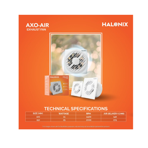 Halonix AXO Air Exhaust Fan For Kitchen, Bathroom with Strong Air Suction, light weight,Rust Proof Body (White) - Image 5