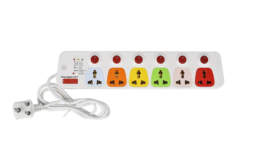 CONA Smyle Viva 6+6 Power Strip with 2-Meter Cable, 240 Volts, Multicolour