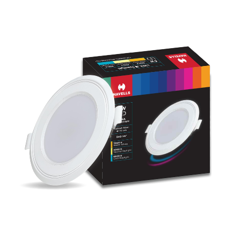 HAVELLS Luna 6W Downlight for Junction Box Round 3 inch Cutout, 22mm Height | High Voltage Protection Upto 4KV | Pack of 1