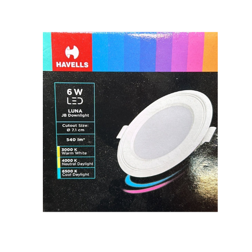 HAVELLS Luna 6W Downlight for Junction Box Round 3 inch Cutout, 22mm Height | High Voltage Protection Upto 4KV | Pack of 1 - Image 3