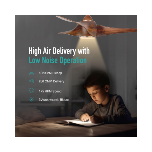 KUHL Twist L3 1320 mm 65% Power Saving BLDC Ceiling Fan | BEE 5 Star Rated & ISI Marked | High Air Flow |5YearWarranty on Motor By Brand |Free Installation | IoT – Operate via Mobile & Alexa | Teak - Image 2