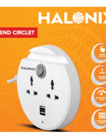 Halonix Powerbox Xtend Circlet 4 Socket Extension Boards (White, 2 m, With USB Port)