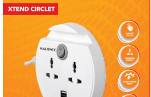 Halonix Powerbox Xtend Circlet 4 Socket Extension Boards (White, 2 m, With USB Port)