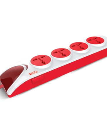 GM Quadro 3065 Plastic 4+1 Power Strip (Red and White)