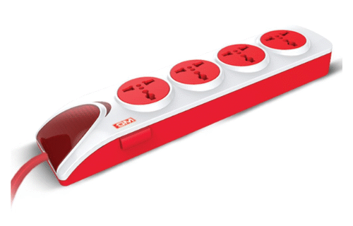GM Quadro 3065 Plastic 4+1 Power Strip (Red and White)