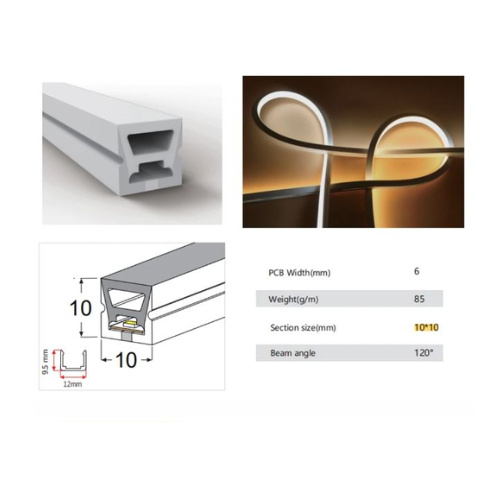 Flexible Silicon Linear Profile 10X10mm 110/MTR for 6mm Strip - Image 3