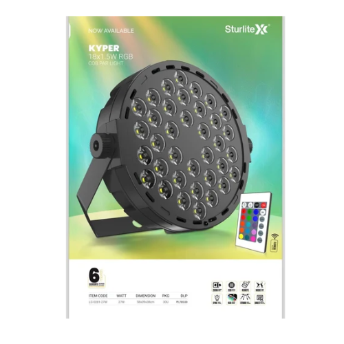 STURLITE LED Cob Par light KYPER 18/1.5W, 12/1.5W, 6/1.5W RGB WITH REMOTE - Image 4