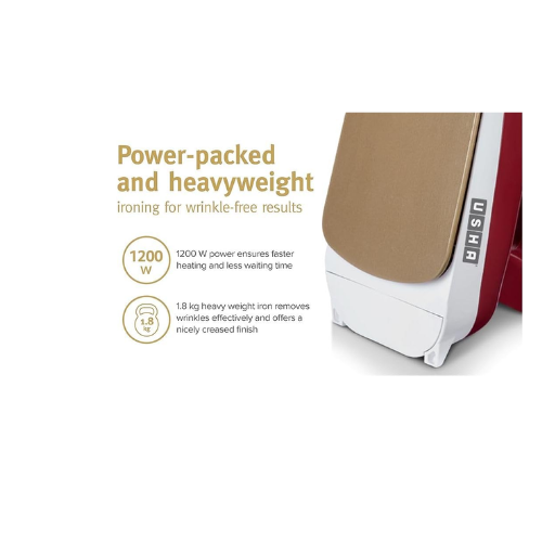 USHA Goliath 1200Watt Dry Iron with 1.8m Long Swivel Cord | Double Coat Golden Non Stick Soleplate for Longer Durability | 360° Swivel Cord | 2 Years Warranty | (Maroon), 1200 watts, Plastic - Image 4