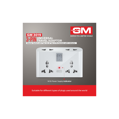 GM 3 Pin 6 AMP Universal Multiplug Travel Adapter with 4 Charging Point | Useful for Home Applications, Mobiles, Computers, Laptops | Adapter with Inbuilt Surge Protector & Power Indicator | GM 3019 - Image 4
