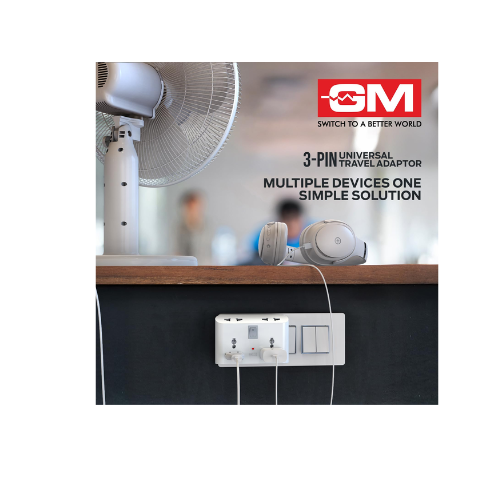 GM 3 Pin 6 AMP Universal Multiplug Travel Adapter with 4 Charging Point | Useful for Home Applications, Mobiles, Computers, Laptops | Adapter with Inbuilt Surge Protector & Power Indicator | GM 3019 - Image 2