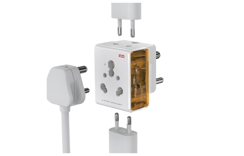 GM 16AMP 3-Pin Multi Plug Adapter | Universal Travel Charger | Supports 2-Pin & 3-Pin Plugs | Multiple Charging Ports | Charge Smartphones, Laptops & Other Devices | Compact & Reliable | White GM 3050