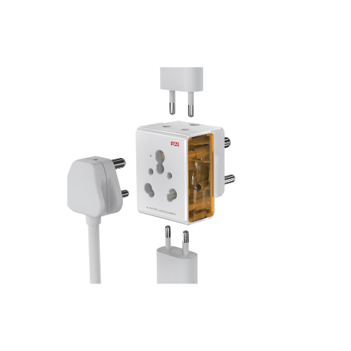 GM 16AMP 3-Pin Multi Plug Adapter | Universal Travel Charger | Supports 2-Pin & 3-Pin Plugs | Multiple Charging Ports | Charge Smartphones, Laptops & Other Devices | Compact & Reliable | White GM 3050