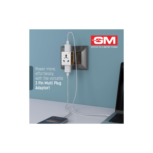 GM 16AMP 3-Pin Multi Plug Adapter | Universal Travel Charger | Supports 2-Pin & 3-Pin Plugs | Multiple Charging Ports | Charge Smartphones, Laptops & Other Devices | Compact & Reliable | White GM 3050 - Image 6