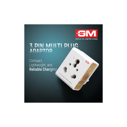 GM 16AMP 3-Pin Multi Plug Adapter | Universal Travel Charger | Supports 2-Pin & 3-Pin Plugs | Multiple Charging Ports | Charge Smartphones, Laptops & Other Devices | Compact & Reliable | White GM 3050 - Image 5