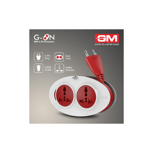 M 3206 G-On Extension Board with 2 International Sockets | 2.5M Extension Cord | Dual-Tone Design | Child Safety Shutters | Compact & Travel-Friendly | 240V Power for Laptops, Phones & More - Image 4