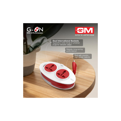 M 3206 G-On Extension Board with 2 International Sockets | 2.5M Extension Cord | Dual-Tone Design | Child Safety Shutters | Compact & Travel-Friendly | 240V Power for Laptops, Phones & More - Image 3
