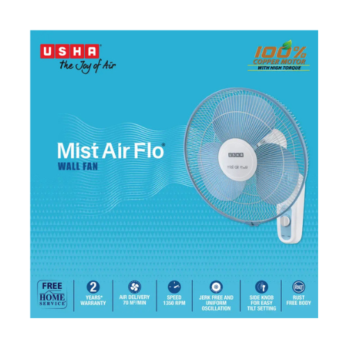 USHA Mist Air Flo with 2 Year Warranty 400 mm Wall Fan - Image 2