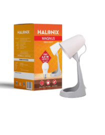 Halonix Polycarbonate Magnus Desk Light | with 4.9W Led Bulb | B22 Holder | Light Weight | Easy to Use Study Lamp | Designer Study Light |,Beige