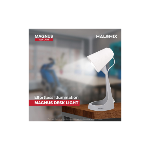 Halonix Polycarbonate Magnus Desk Light | with 4.9W Led Bulb | B22 Holder | Light Weight | Easy to Use Study Lamp | Designer Study Light |,Beige - Image 5