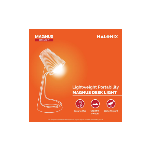 Halonix Polycarbonate Magnus Desk Light | with 4.9W Led Bulb | B22 Holder | Light Weight | Easy to Use Study Lamp | Designer Study Light |,Beige - Image 4