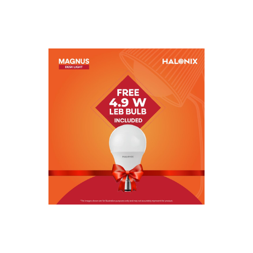 Halonix Polycarbonate Magnus Desk Light | with 4.9W Led Bulb | B22 Holder | Light Weight | Easy to Use Study Lamp | Designer Study Light |,Beige - Image 3