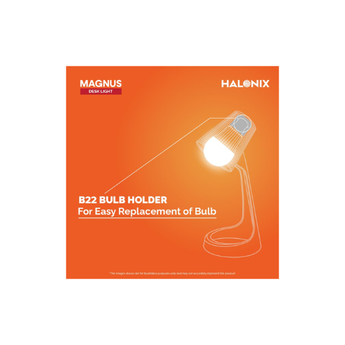 Halonix Polycarbonate Magnus Desk Light | with 4.9W Led Bulb | B22 Holder | Light Weight | Easy to Use Study Lamp | Designer Study Light |,Beige - Image 2