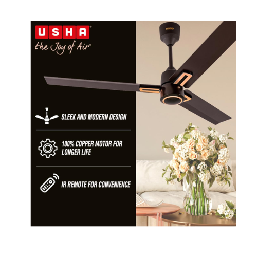 USHA AeroEdge Plus 1200mm BLDC Ceiling Fan BEE 5 Star Rated Brown - Image 5
