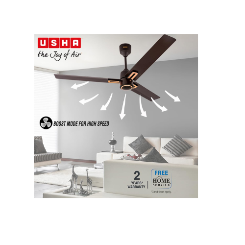 USHA AeroEdge Plus 1200mm BLDC Ceiling Fan BEE 5 Star Rated Brown - Image 2