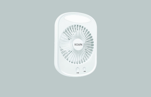 EcoLink Comfy Rechargeable Fan (White),Emergency Portable USB Fan with Light