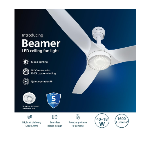 PHILIPS iluminAir beamer LED Light with fan | BEE 5 star Rated Energy Efficient LED Light with fan with 300 RPM & 100% Copper Winding, Warranty : 3+2 Years (Ice White) - Image 6