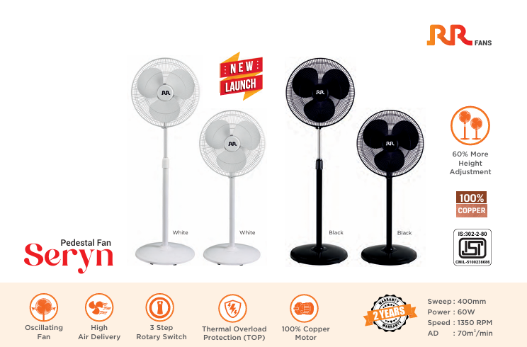 RR SERYN PEDESTAL FAN 400MM NS